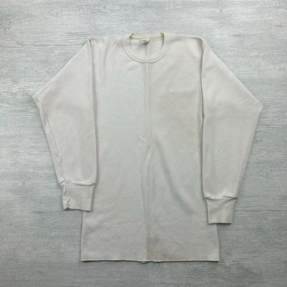 Vintage Indera Thermal Shirt Adult XL Tall White Waffle Long Sleeve Grunge